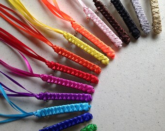 Braided Ribbon Barrettes / Party Pack of 6 YOUR CHOICE of Any Solid Colors