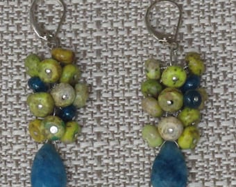 apatite and chartreuse turquoise earrings