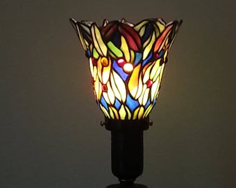 Candlestick Lamp - Torch Lamp - Up Lamp - Stained Glass Shade