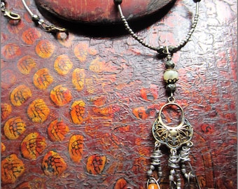 OOAK Victorian Tribal Coral Necklace