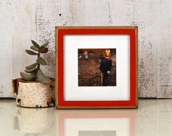 8x8 Square Picture Frame in 1x1 2-Tone Style with Vintage Red Finish - In Stock Same Day Shipping - 8 x 8 Photo Frame Rustic Red