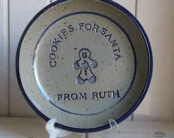 Personalized Stoneware Cookies For Santa Plate