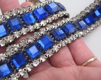 Antique Deco Sapphire Rhinestone Trim