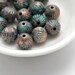 Patina Verdigris Fluted Round Acrylic Copper Beads 10mm Corrugated Aged 10mm (20)