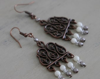 Copper Chandelier Drop Earrings