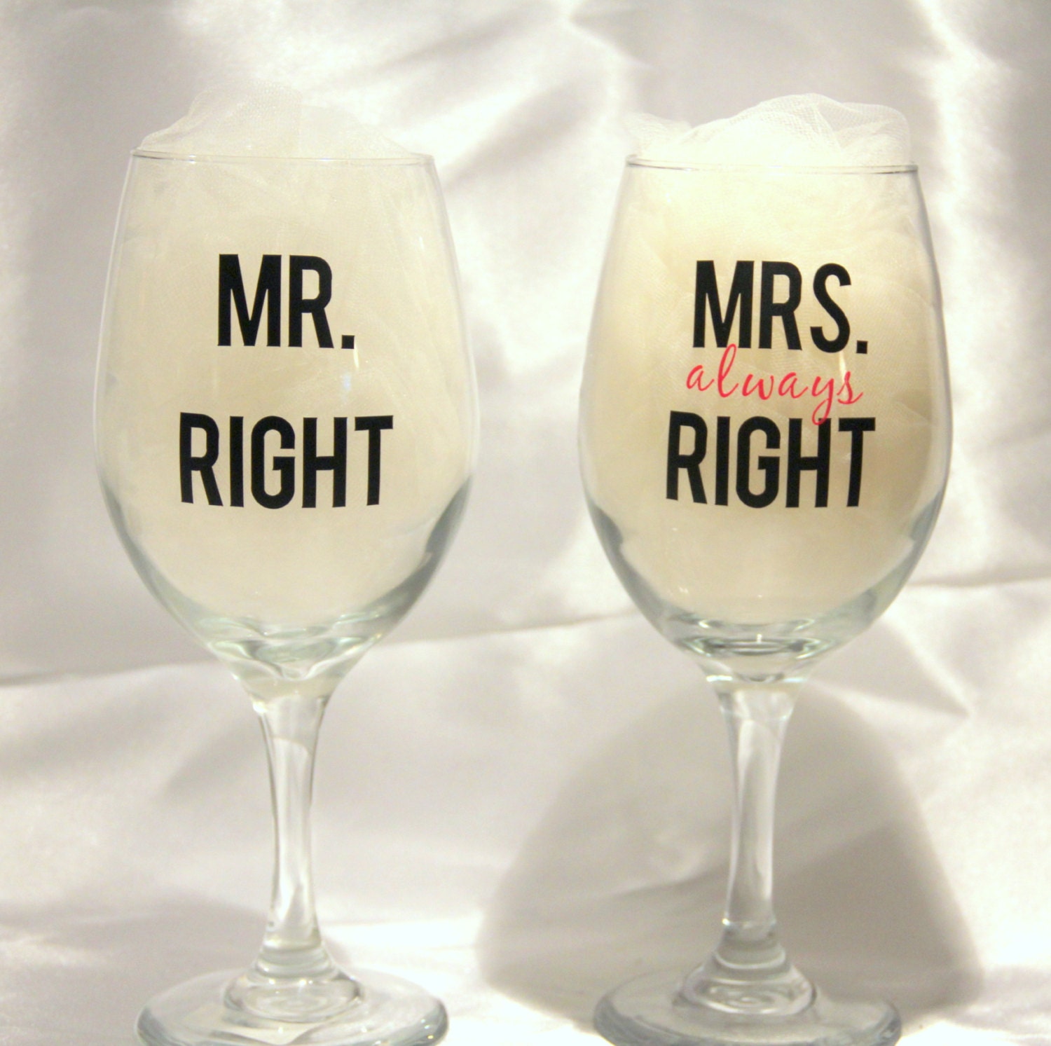 Set Of 2 Mr And Mrs Wine Glasses Wedding Ts Mr Right