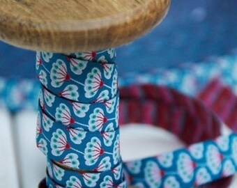 Floral blue farbenmix Ribbon 15mm by the yard