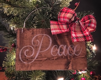 Wood Christmas Ornament - Peace