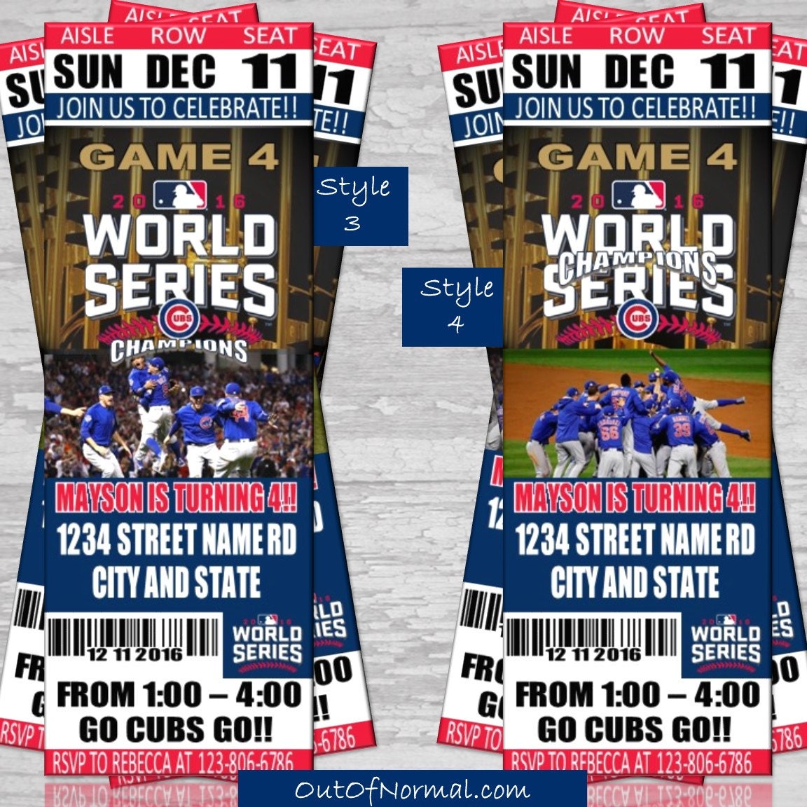 World Series Champion Chicago Cubs Themed Birthday Invitation