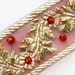 Hand-Beaded Trim. 3 Yards. Red & Gold Flowers. Sequins. Beads. Organza. Floral Ribbon Braid. Embroidered Jacquard.