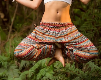 Tribal Yoga Ali baba Pants (Shades of Red) - Yoga Hippie Sarouel Pants Stylish Stretchy Boho Bohemian Gypsy