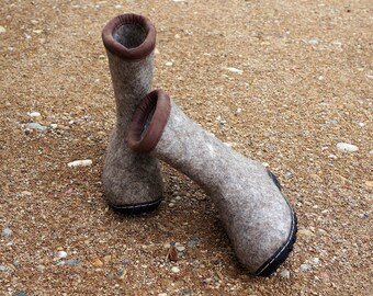 Boots for men or women, Felt shoes, Wool felt boots, Winter boots, Felt boots, Rubber soles, Organic wool, Felted, Handmade shoes, Boots