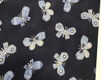 Blue Fabric - Dear Stella Honeybee - Navy Butterflies