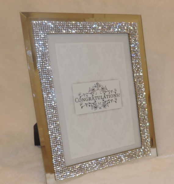 Items similar to Rhinestone Photo Frame with Mirrored Edges, Wedding