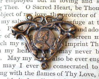 St. Joan of Arc Rosary Center - 1"- Vintage Replica - Bronze or Sterling Silver - Rosary Parts - Rosary Center - Made in the USA (R51-424)
