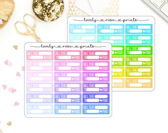 Bill Due Functional Planner Stickers