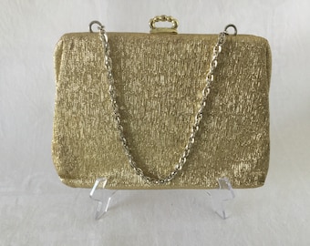 Vintage Faigen Gold Lame Evening Purse / Bag 1960's #20085