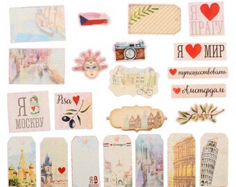 Set of die-cuts I love travels I love to travel