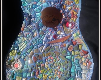 Hand-painted Glass Mosaic Guitar Life-size