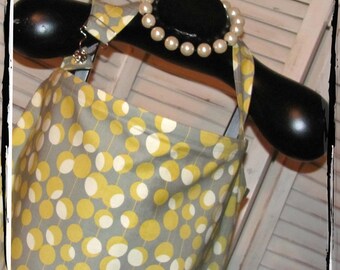 Sale 20% OFF Ready 2 Ship - Mustard Martini Dot HideAway Nursing Cover with Overall Buckle