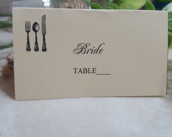 Wedding Place Cards Vintage Bride &amp; Groom Postcard Table Place