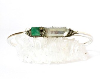 Raw Emerald Jewelry, Emerald Gift for Her, Emerald Jewelry for Women, Rough Emerald Jewelry, Emerald Birthstone Bracelet, May Birthstone