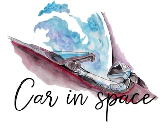 Watercolour Car in space
