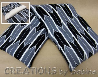 Microwaveable Corn Neck Wrap Washable Cover Corn Pillow Hot Cold Pack Herring Bone Design Black Gray White Pattern READY TO SHIP (526)