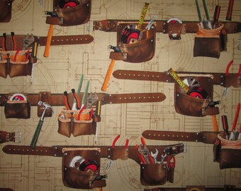 Tools Tool Belt Hammer Nails Cotton Fabric Fat Quarter Or Custon Listing