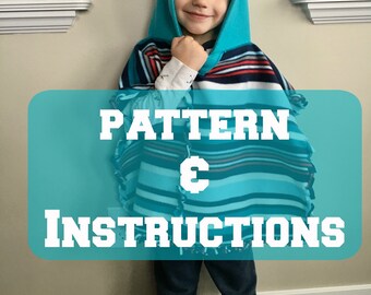 Fleece Poncho Sewing Pattern, Instructions on sewing a poncho for girl or boy, Carseat Poncho Instructions for baby or Toddler