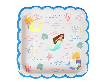 mermaid plates meri paper plate shell decor