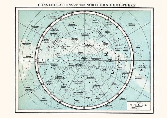 Northern Hemisphere Constellations Print. Astronomy Gift