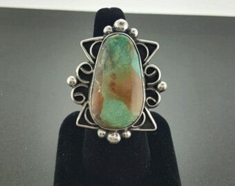 sterling silver Natural Royston turquoise ring - size 10