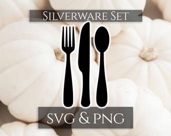 Silverware Svg Set, Silverware Bundle, Kitchen Utensils, Kitchen Tool Svg, Kitchen Svg and Png, Farmhouse Svgs, Kitchen Decor Svg