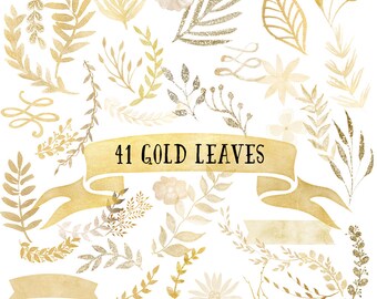 3 FOR 8 Gold leaves clipart, Glitter Clipart, Gold clipart, Gold leaf, Gold clip art, gold foliage, Glitter clip art, gold logo, gold flower