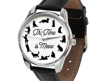 The Time Is Meow Watch - Different Color Straps | Cat Lover Gift Watch