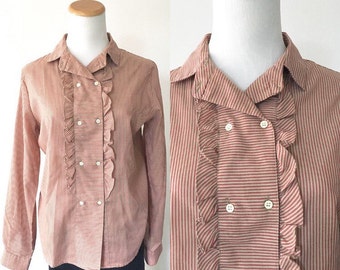 Striped Blouse with Ruffle Detail