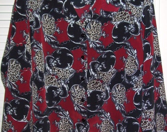 Shirt XL, Donnkenny Paisley Long -sleeved Fall Shirt - Exciting Lovely Blouse XL