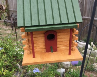 1 Log Cabin Birdhouse Handmade Wood