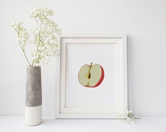 Apple Print, Printable Wall Art, Fruit Art, Kitchen Decor, Kitchen Art, Minimalist Art, Digital Download 8 x 10