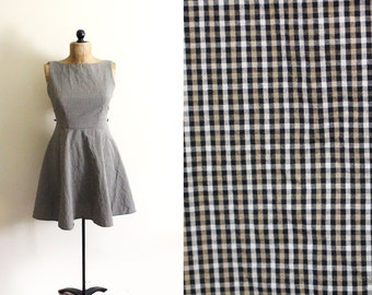 vintage dress 90s party plaid tan 1990s 50s womens clothing size small s 4 6