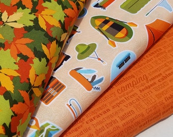 Camping Fabric, Let's Go Camping Cotton Fabric by Patrick Lose