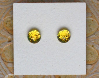 Dichroic Glass Earrings, Petite, Canary Yellow DGE-1271