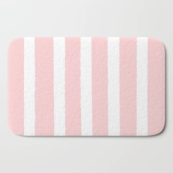 bath mat blush pink and white bath mat striped bath mat