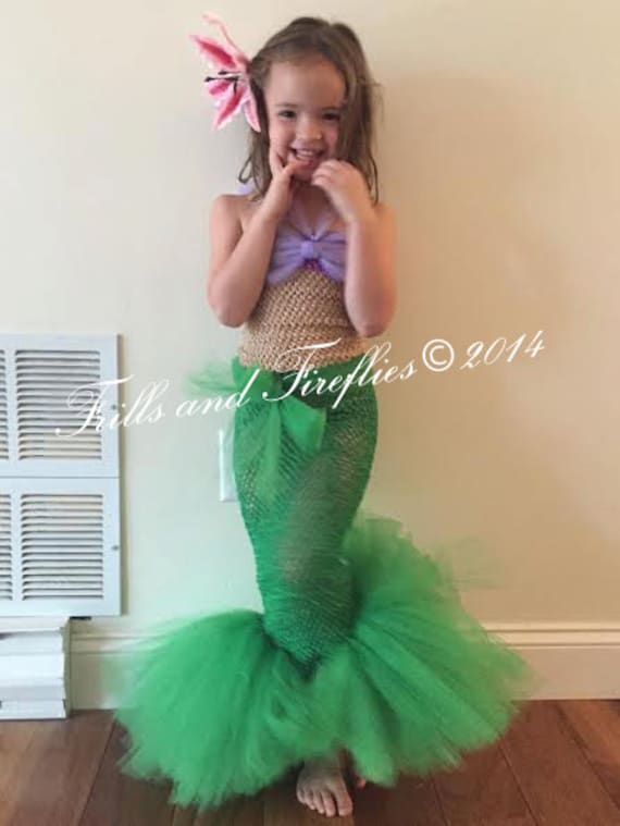 Items similar to Little Mermaid Tutu Costume Set w/Flower Hair Clip ...