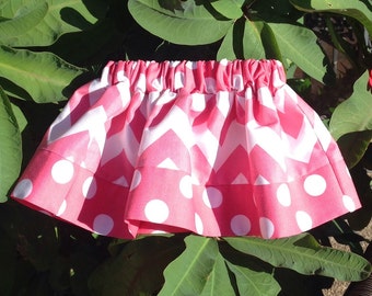 Hot Pink Chevron and Dots Skirt, "Medium" Chevron (baby, toddler, girl, infant, child)