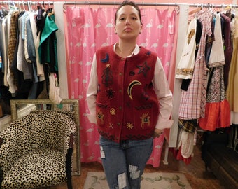 1960's Tulluride / 100% wool / Ugly Christmas Vest/ retro/ hipster/