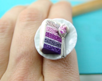 Cake Jewelry // Purple Ombre Cake Ring // Adjustable Ring // READY TO SHIP
