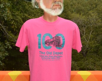 vintage 90s tee shirt BLACK MOUNTAIN railroad train depot nc t-shirt Large wnc