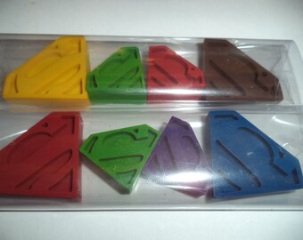 4 Superman Superhero Coloring Crayons - Childrens party bag favours, fillers
